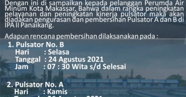 Suplay Air PDAM Makassar di Lima Kecamatan Menurun