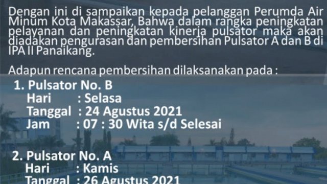 Pengumuman pengerjaan pulsator IPA II Panaikang