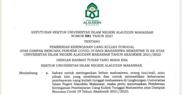 UINAM Ringankan UKT Mahasiswa Semester Akhir