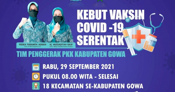 PKK Kabupaten Gowa Target 9 Ribu Dosis Vaksin di 18 Kecamatan