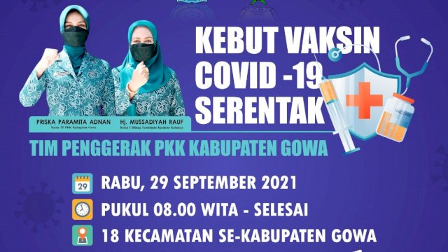 Tim Penggerak PKK Kabupaten Gowa manargetkan sembilan ribu dosis vaksin Covid-19 pada kegiatan Kebut Vaksinasi Covid-19 || ist