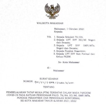 Simulasi PTM di Makassar, SMP 4 Oktober dan SD 1 November