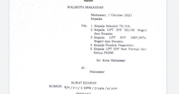 Simulasi PTM di Makassar, SMP 4 Oktober dan SD 1 November