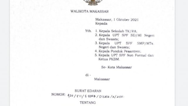 Edaran PTM di Kota Makassar 