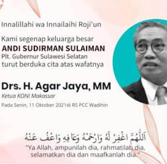 Ketua KONI Makassar Agar Jaya Meninggal Dunia