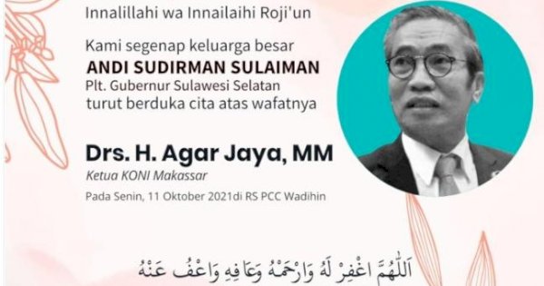 Ketua KONI Makassar Agar Jaya Meninggal Dunia