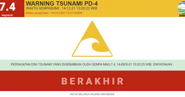Peringatan Dini Tsunami Berakhir, Masyarakat Diminta Hindari Bangunan Retak