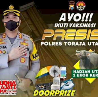 Kebut Vaksinasi, Polres Toraja Utara Siapkan Doorprize Satu Ekor Kerbau