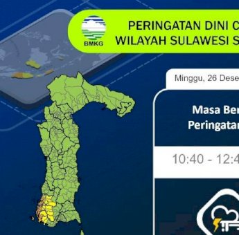 BMKG: Waspada Potensi Hujan Lebat Disertai Angin Kencang di Wilayah Pesisir Sulawesi Selatan
