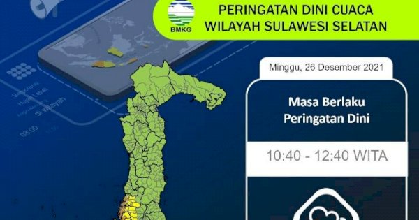 BMKG: Waspada Potensi Hujan Lebat Disertai Angin Kencang di Wilayah Pesisir Sulawesi Selatan