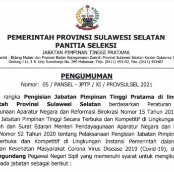 Pendaftaran Ditutup, 145 Peserta Perebutkan 15 Jabatan Lowong Pemprov Sulsel