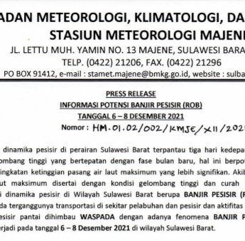 BMKG Majene Imbau Masyarakat Pesisir Pantai Waspada Banjir Rob