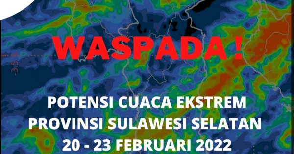 14 Daerah di Sulawesi Selatan Waspada Cuaca Ekstrem Mulai 20 Februari