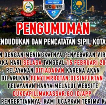 Besok, Pelayanan Adminduk di Disdukcapil Makassar Ditutup