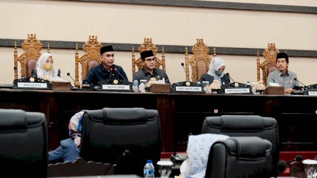 Rapat Paripurna Masa Persidangan Kedua tahun sidang 2021/2022, Agenda Penetapan Susunan Pimpinan dan Anggota Kelengkapan DPRD Makassar periode 2022-2024, Rabu (30/3). || DOK Humas DPRD Makassar