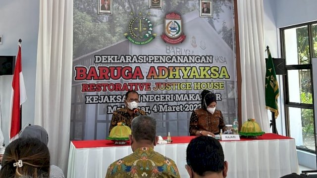 Deklarasi Pencanangan Baruga Adhyaksa Restorative Justice House Kejaksaan Negeri (Kejari) Makassar, di Taman Pramuka, Jumat (4/3) 