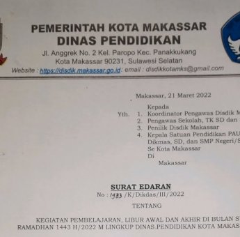 Disdik Makassar Keluarkan Edaran Libur Selama Bulan Ramadan 1443 Hijriah