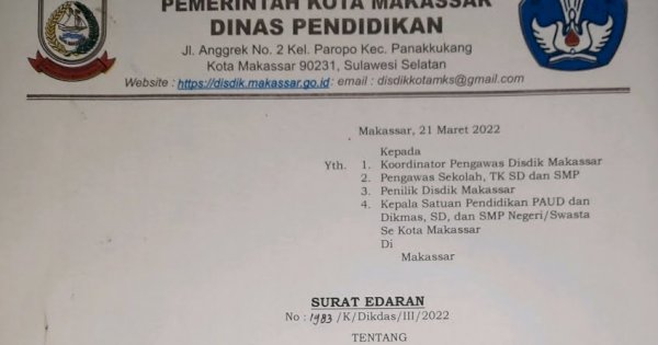 Disdik Makassar Keluarkan Edaran Libur Selama Bulan Ramadan 1443 Hijriah