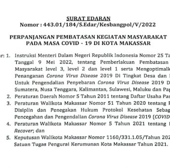 PPKM Level Tiga di Makassar Kembali Diperpanjang Pasca Lebaran