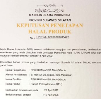 RPH Ruminansia Manggala Milik Pemkot Makassar Kantongi Sertifikat Halal