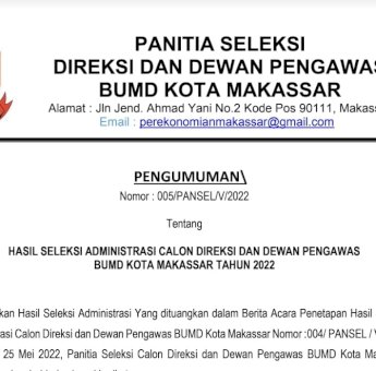 Pansel Umumkan Hasil Seleksi Administrasi Lelang BUMD