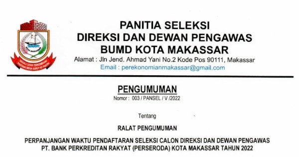 Lelang Direksi dan Dewan Pengawas BPR Diperpanjang, Terakhir Hari Ini!
