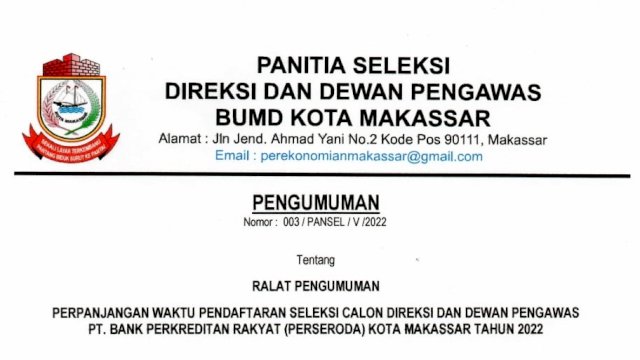 Lelang Direksi dan Dewan Pengawas BPR Diperpanjang, Terakhir Hari Ini!