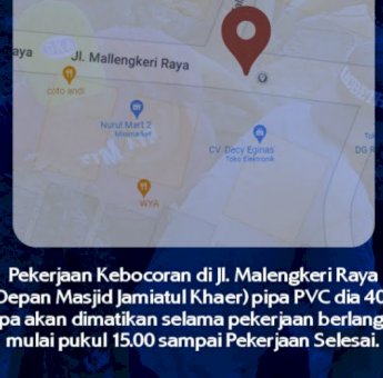 Suplai Air IPA Somba Opu Menurun Akibat Pipa Bocor di Malengkeri