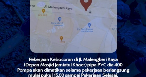 Suplai Air IPA Somba Opu Menurun Akibat Pipa Bocor di Malengkeri