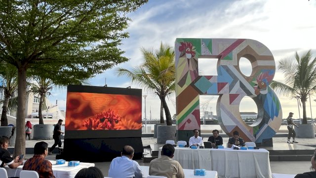 Press Release Festival Delapan Indonesia, di Anjungan Pantai Losari, Kamis (7/7).