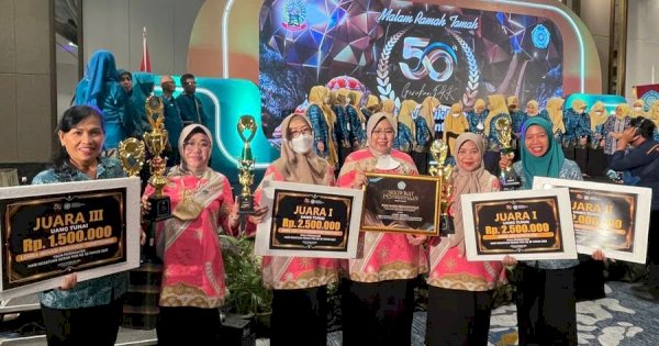 HKG ke-50 Tahun TP PKK Sulsel, Makassar Raih Lima Penghargaan Sekaligus