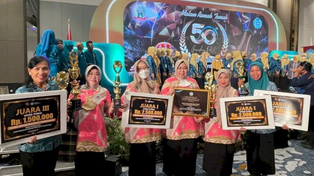 HKG ke-50 Tahun TP PKK Sulsel, Makassar Raih Lima Penghargaan Sekaligus