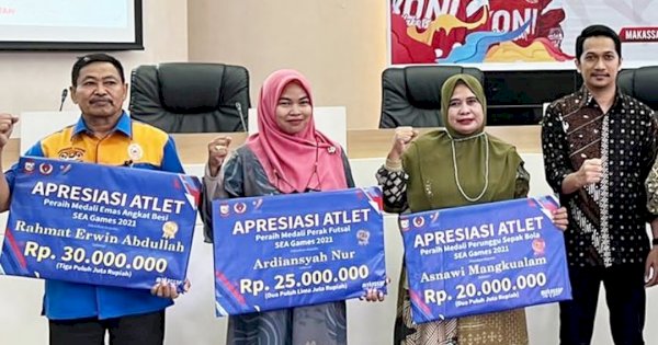 Dispora Makassar Beri Bonus Puluhan Juta Atlet Berprestasi