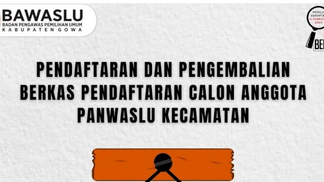 Kuota Perempuan Belum Terpenuhi, Bawaslu Gowa Buka Perpanjangan Pendaftaran Panwascam Hingga 8 Oktober