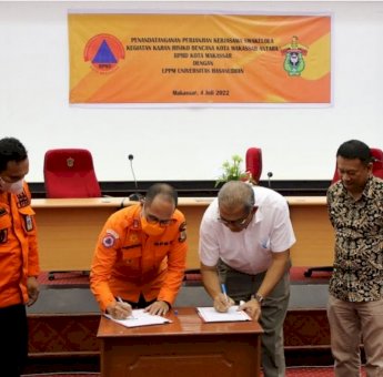 BPBD Makassar dan LPPM Unhas Teken Kerjasama Soal Swakelola Kebencanaan, Kalak: Semoga Bermanfaat