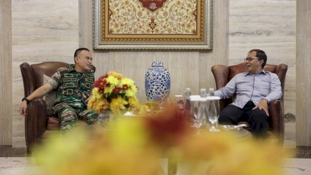Wali Kota Makassar Moh Ramdhan Pomanto menerima kunjungan Tim Advance Kodam dan Dandim 1408/MKS dalam rangka persiapan rencana kedatangan Kasad TNI, di Amirullah, Jumat (6/1).