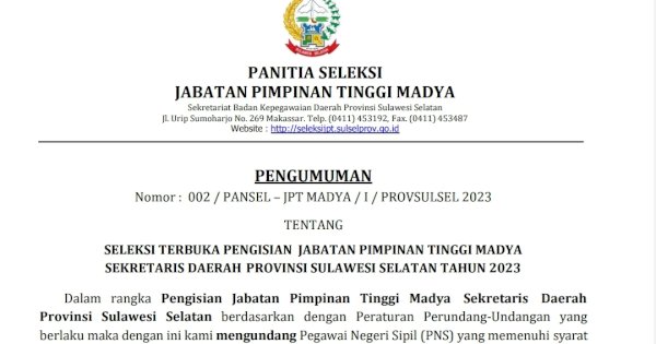 Timsel Seleksi Berkas Administrasi 13 Calon Sekprov Sulsel