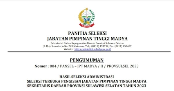 Enam Kepala Dinas Pemprov Sulsel Berebut Kursi Sekprov