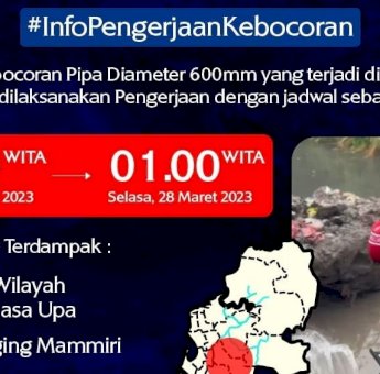 Suplai Air Bersih di Lima Titik Disetop Selama 15 Jam Akibat Kebocoran Pipa, Warga Diimbau Menampung Air
