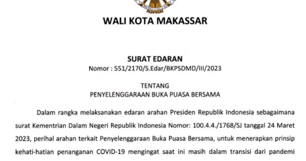 Tindaklanjuti Intruksi Presiden, Danny Pomanto Keluarkan Edaran PNS Hingga Laskar Pelangi Diimbau Tiadakan Buka Puasa Bersama