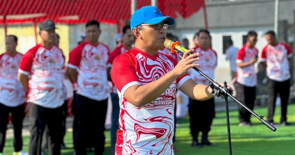 Laga Eksibisi Turnamen Kapolrestabes Cup 2023, Danny Pomanto Cetak Satu Gol Lawan JPU Polrestabes Makassar