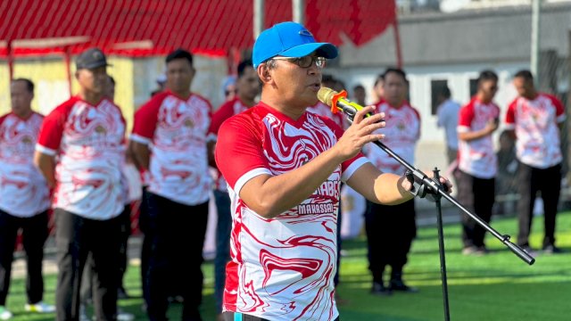 Laga Eksibisi Turnamen Kapolrestabes Cup 2023, Danny Pomanto Cetak Satu Gol Lawan JPU Polrestabes Makassar