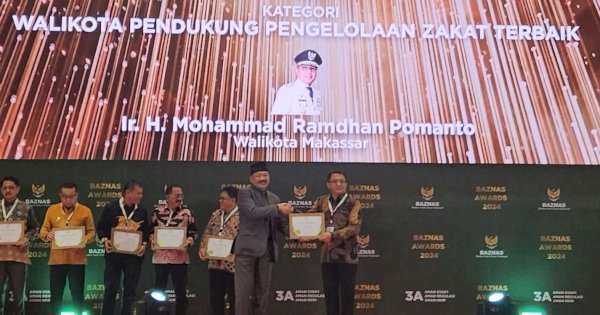 Dukung Pengelolaan Zakat Terbaik, Danny Pomanto Raih Baznas Award ke-6