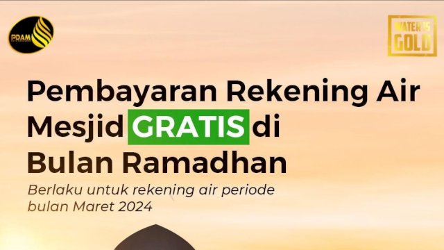 PDAM Makassar Gratiskan Tagihan Air untuk Masjid Selama Ramadan 1445 Hijriah