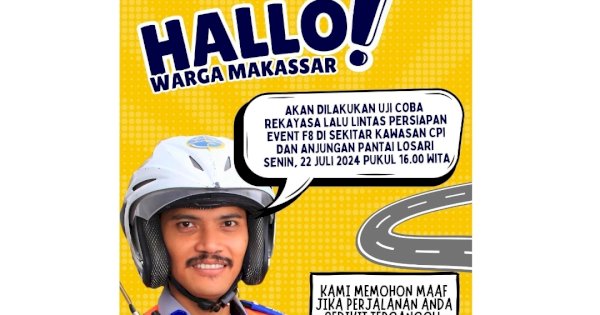 Besok, Dishub Uji Coba Rekayasa Lalu Lintas di Area Event F8 Makassar