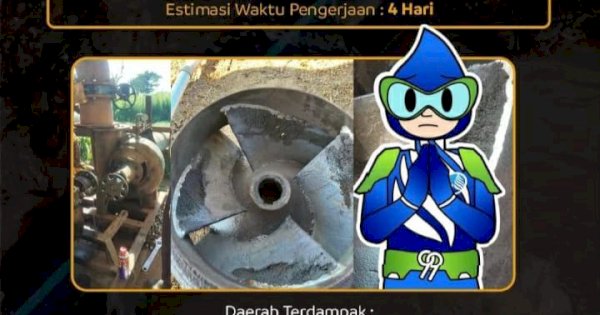 PDAM Kota Makassar umumkan kerusakan Impeller Pompa Suplesi yang ada di Moncongloe