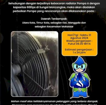 PDAM Makassar Lakukan Perbaikan Kebocoran di Sungai Moncongloe