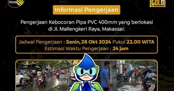Kebocoran Pipa di Jalan Mallengkeri Akibatkan Suplai Air Bersih Terganggu di Beberapa Titik