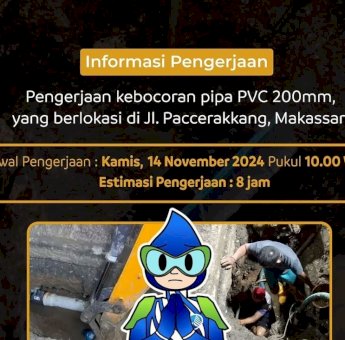 Pipa di Jalan Paccerakkang Bocor, PDAM Sampaikan Permohonan Maaf ke Pelanggan