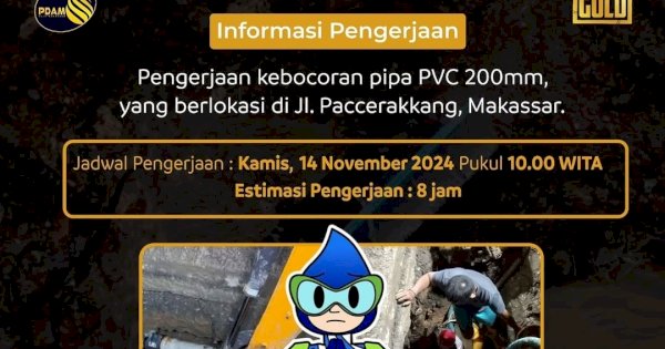 Pipa di Jalan Paccerakkang Bocor, PDAM Sampaikan Permohonan Maaf ke Pelanggan
